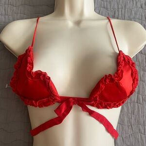la perla red silk heart shape bra.